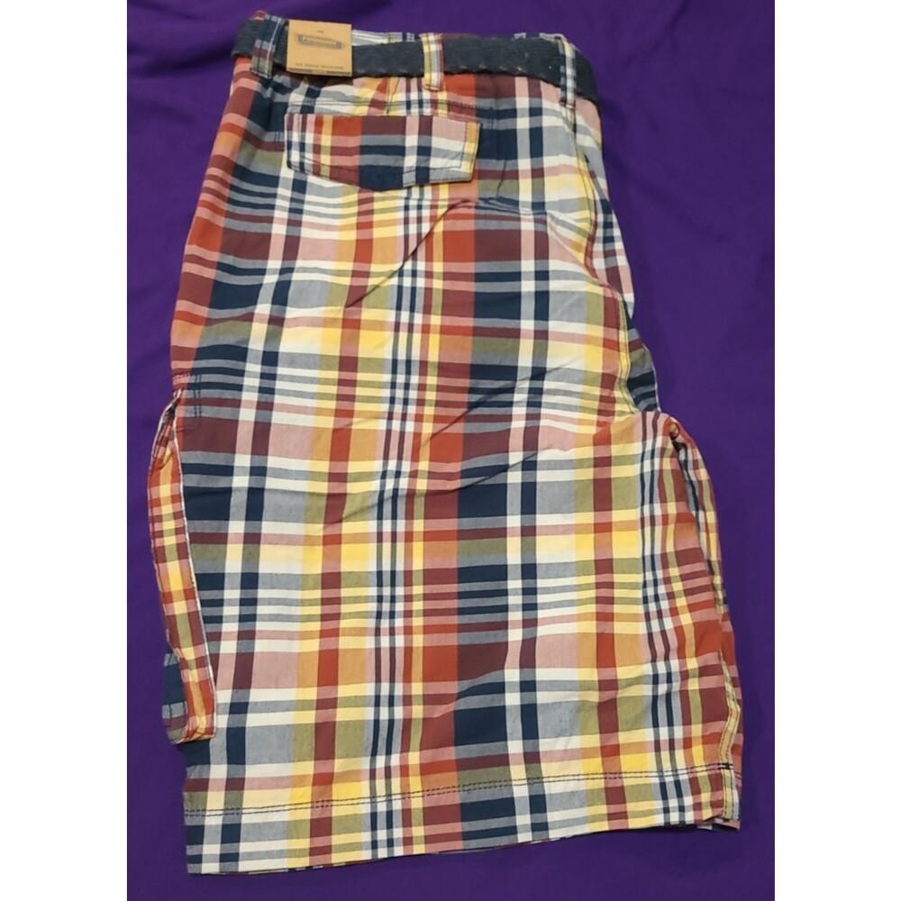 Foundry Supply Co. Cargo Shorts Men's Size 48 Blue Red Plaid w/belt